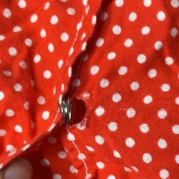 0-3m Vintage baby girl polka dot white&red long sleeve dress with lace trim - Picture 6 of 8